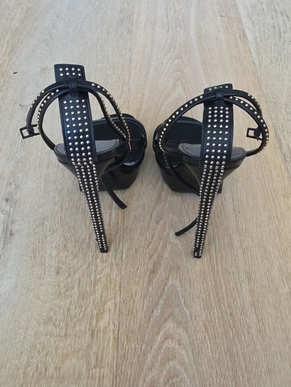 Saint Laurent 'Jane' Double Strap Studded Sandals - Picture 4 of 11